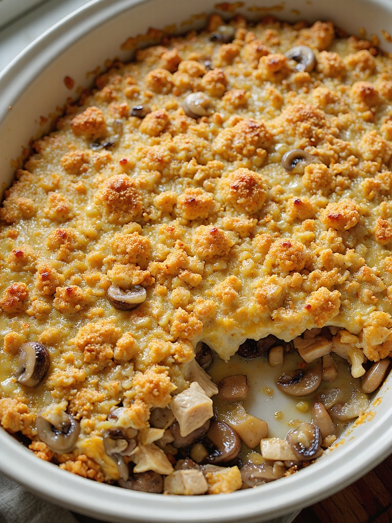 buttery ritz mushroom chicken casserole
