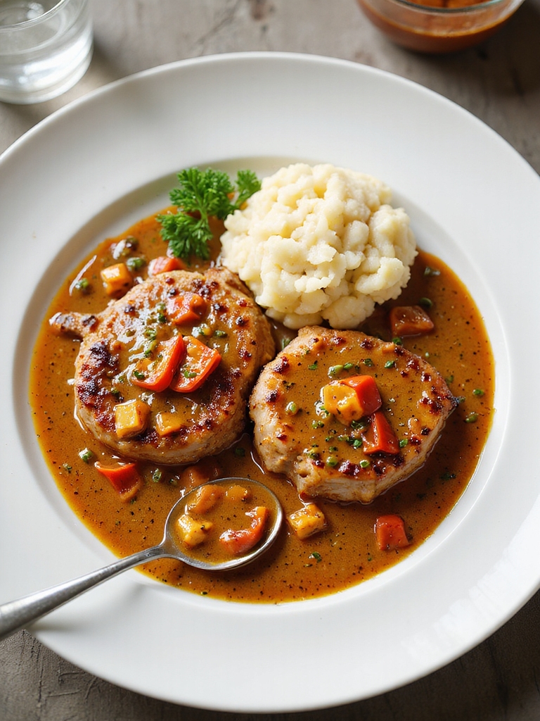 cajun crusted pork with gravy