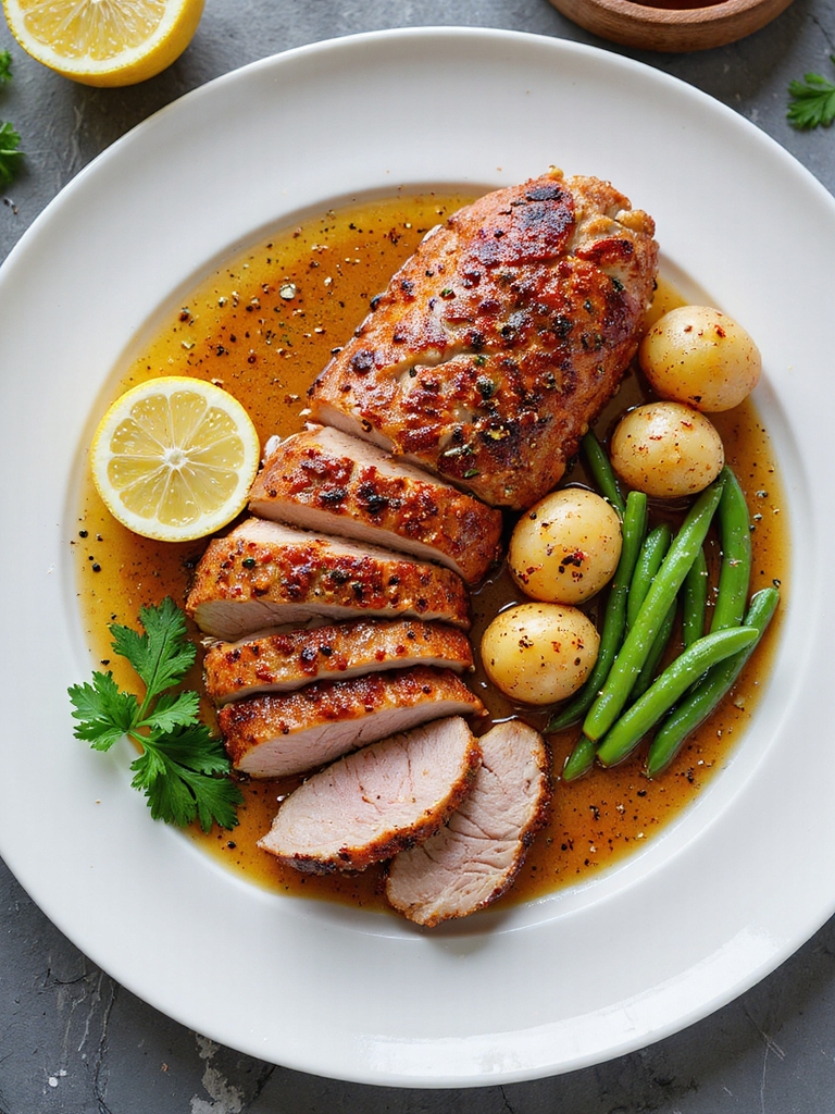 cajun seared pork with sauce