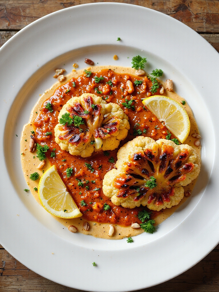 caramelized cauliflower with romesco