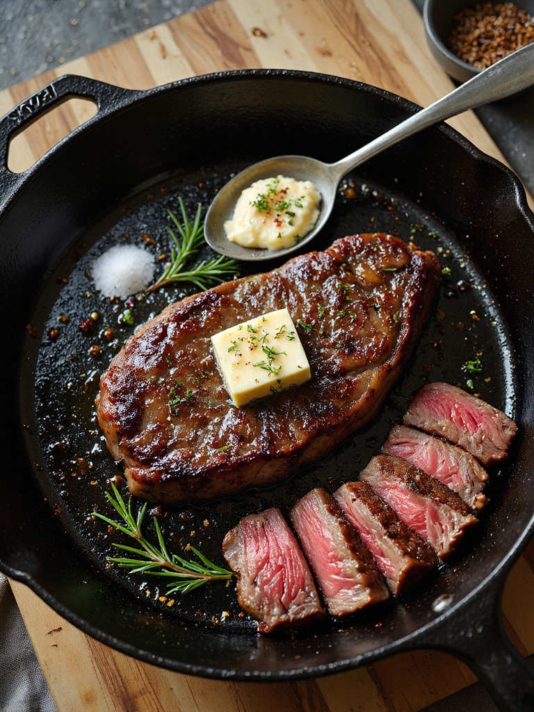 cast iron ribeye with butter