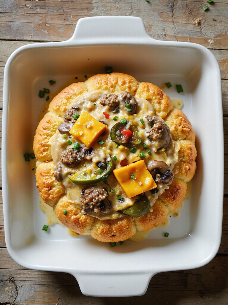 cauliflower bun cheeseburger casserole