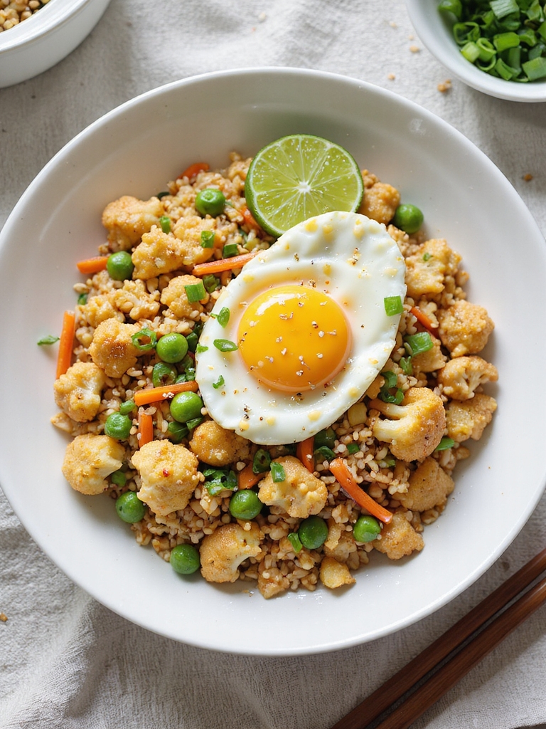 cauliflower fried rice skillet