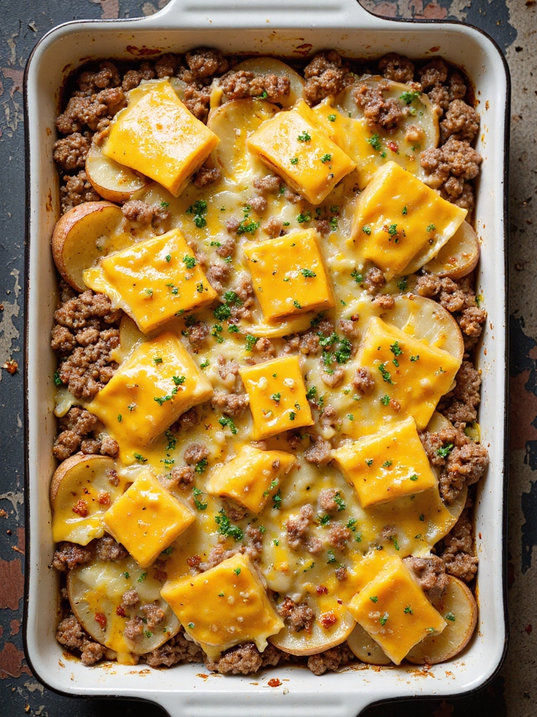 cheesy hamburger potato bake