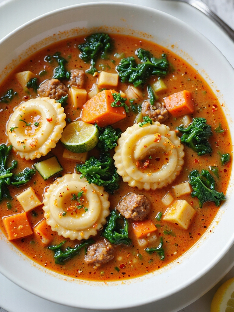 cheesy hearty crockpot tortellini soup