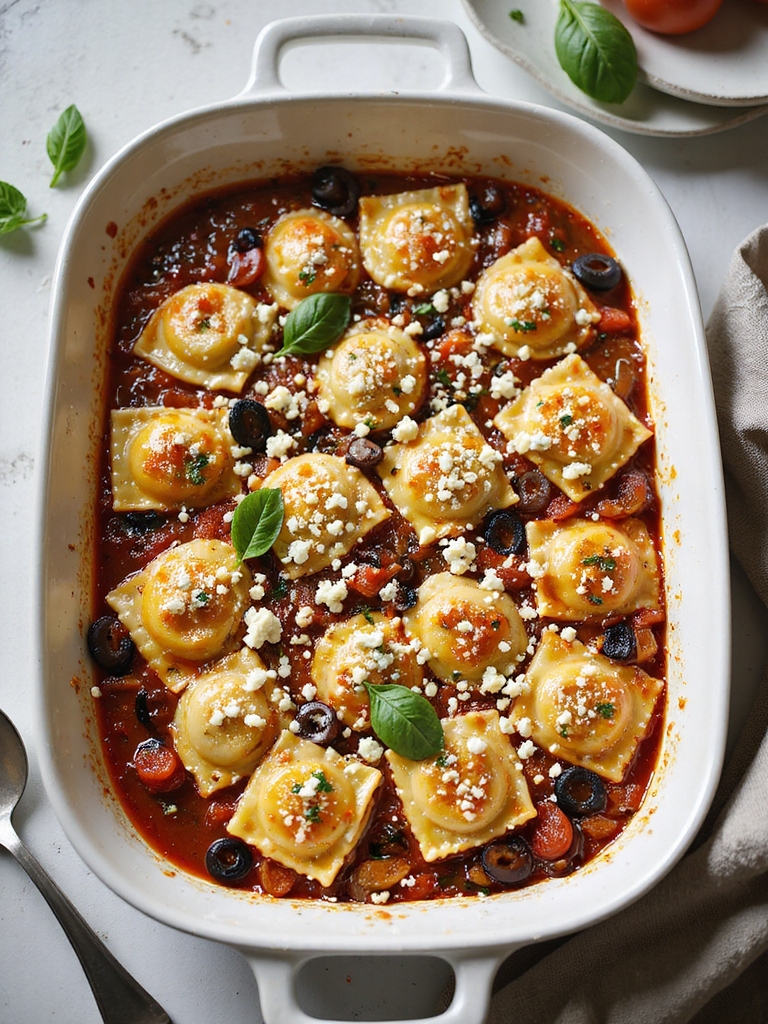 cheesy hearty ravioli casserole
