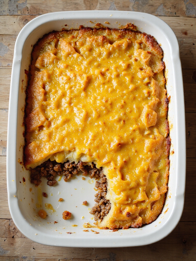 cheesy layered beef potato casserole