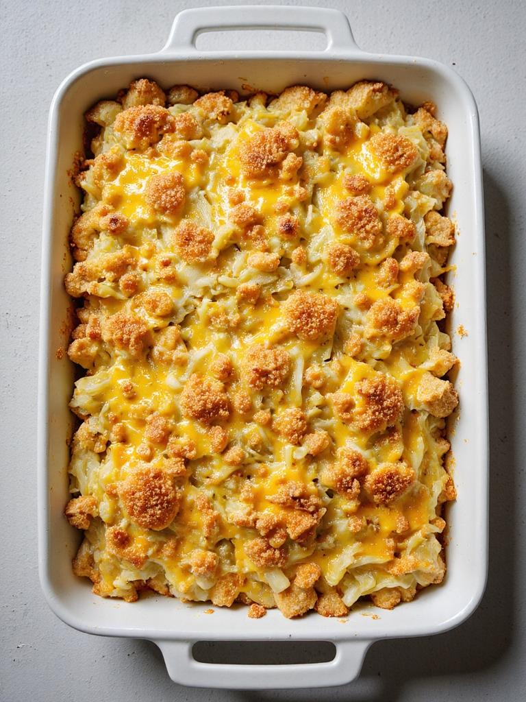 cheesy layered cabbage casserole