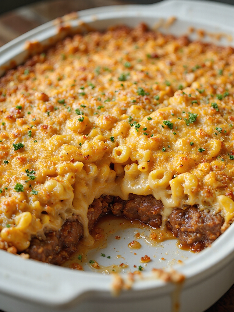 cheesy meatloaf macaroni casserole