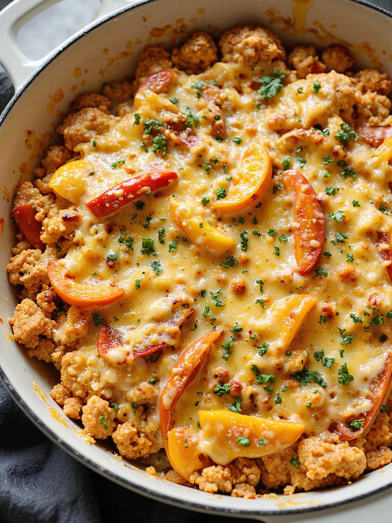 cheesy roasted pepper rice bake