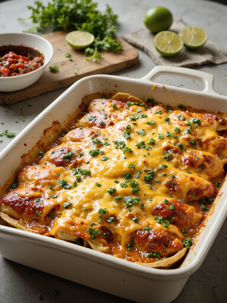cheesy saucy turkey enchiladas