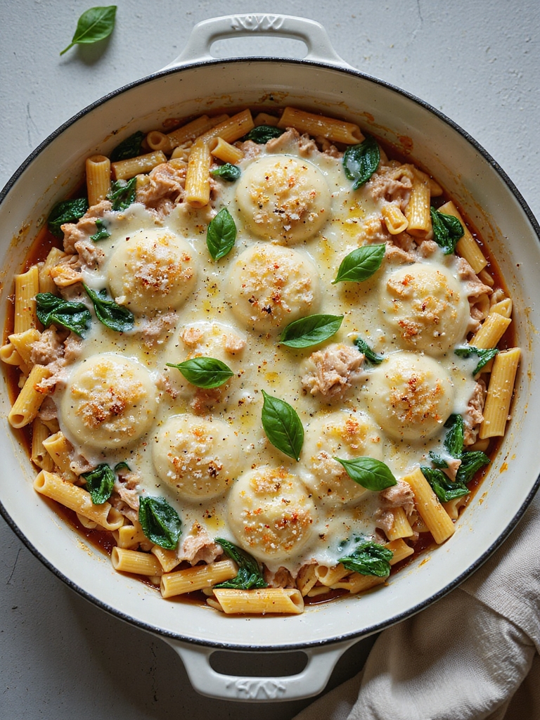 cheesy turkey spinach baked pasta