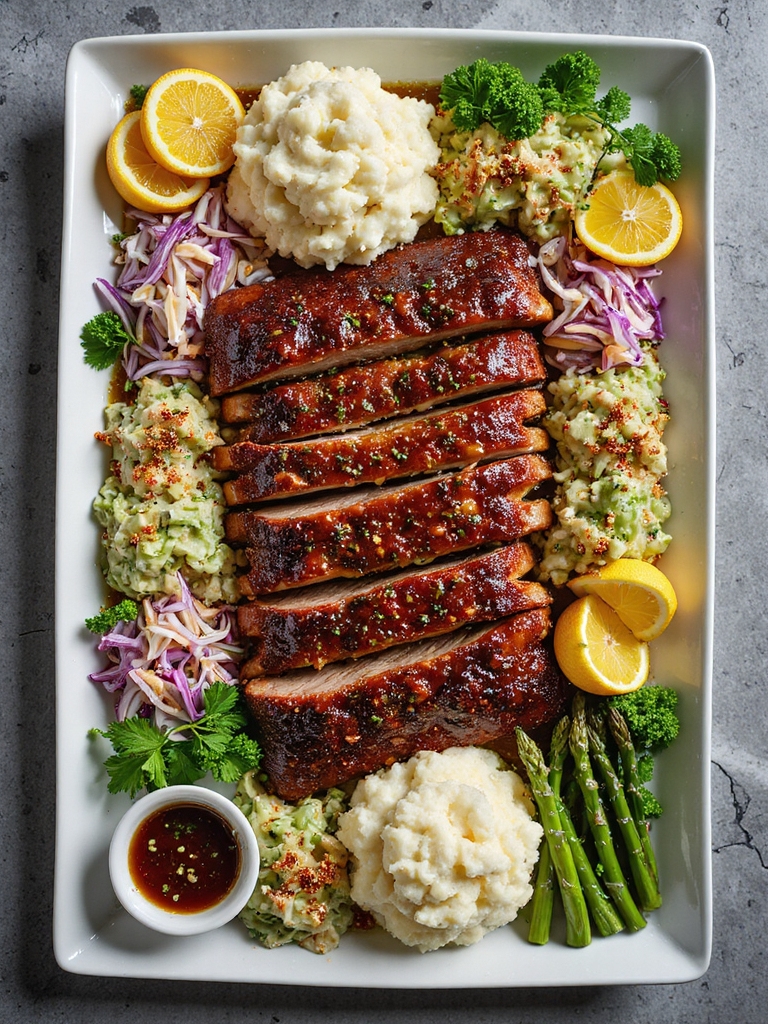citrus herb glazed ribs meal