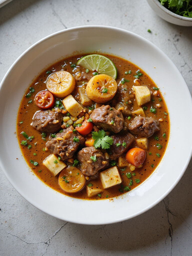 coconut beef stew with plantain