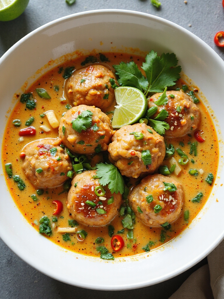 coconut curry pork meatballs