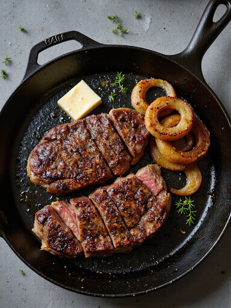 coffee rubbed charred onion steak