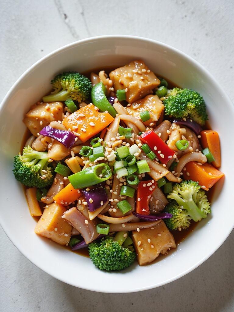 colorful quick garlic ginger stirfry