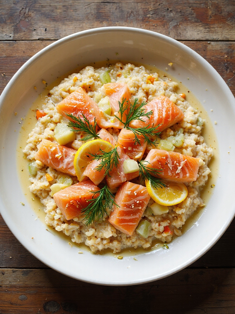 creamy baked smoked salmon risotto