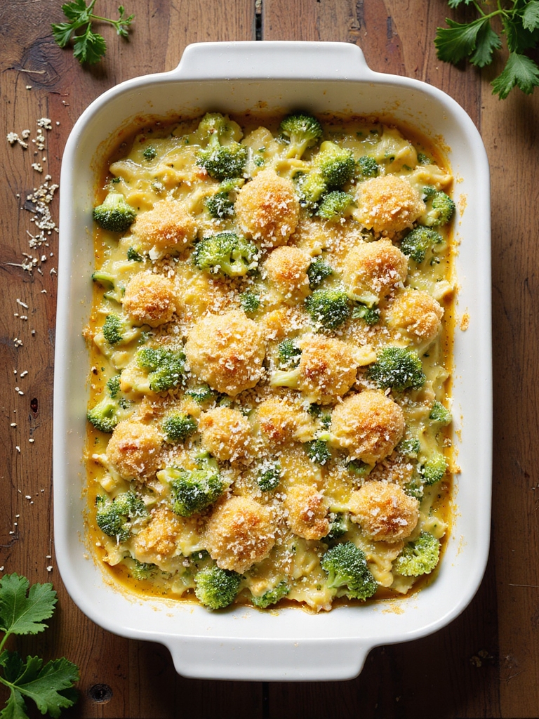 creamy broccoli casserole with topping