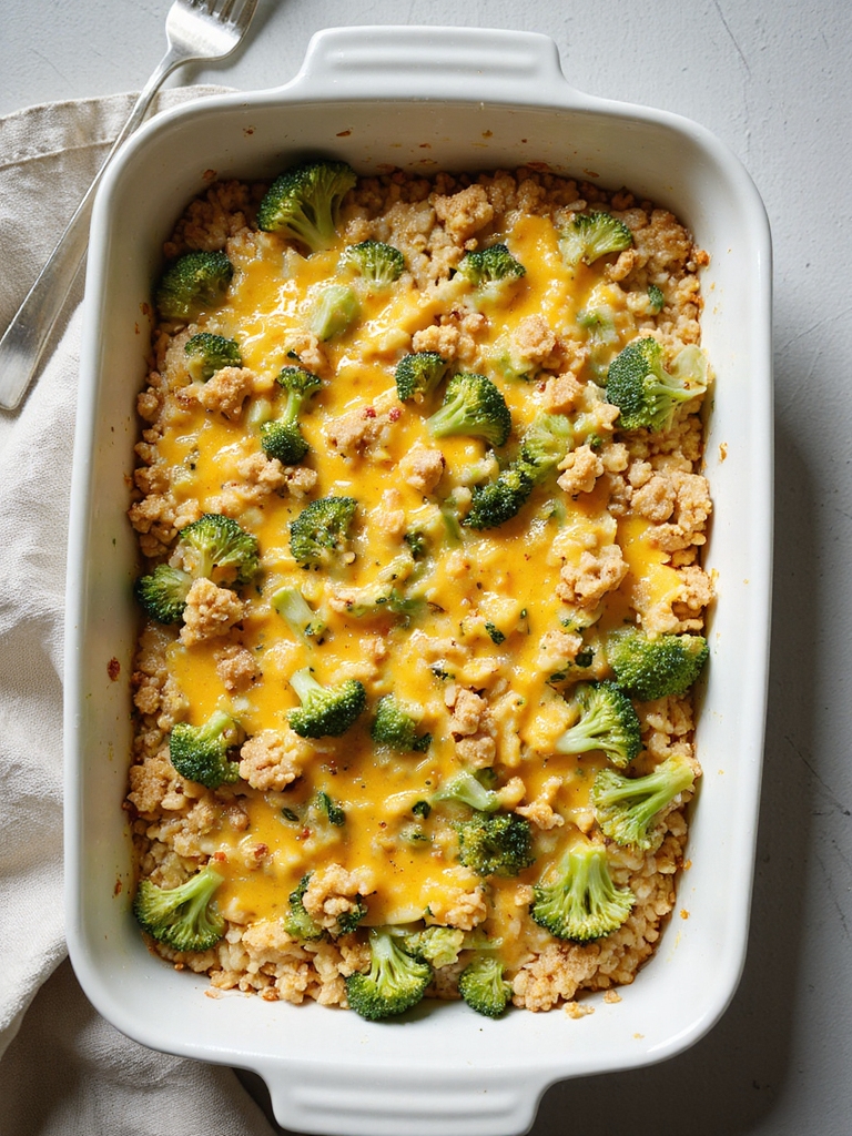 creamy broccoli cheese rice casserole