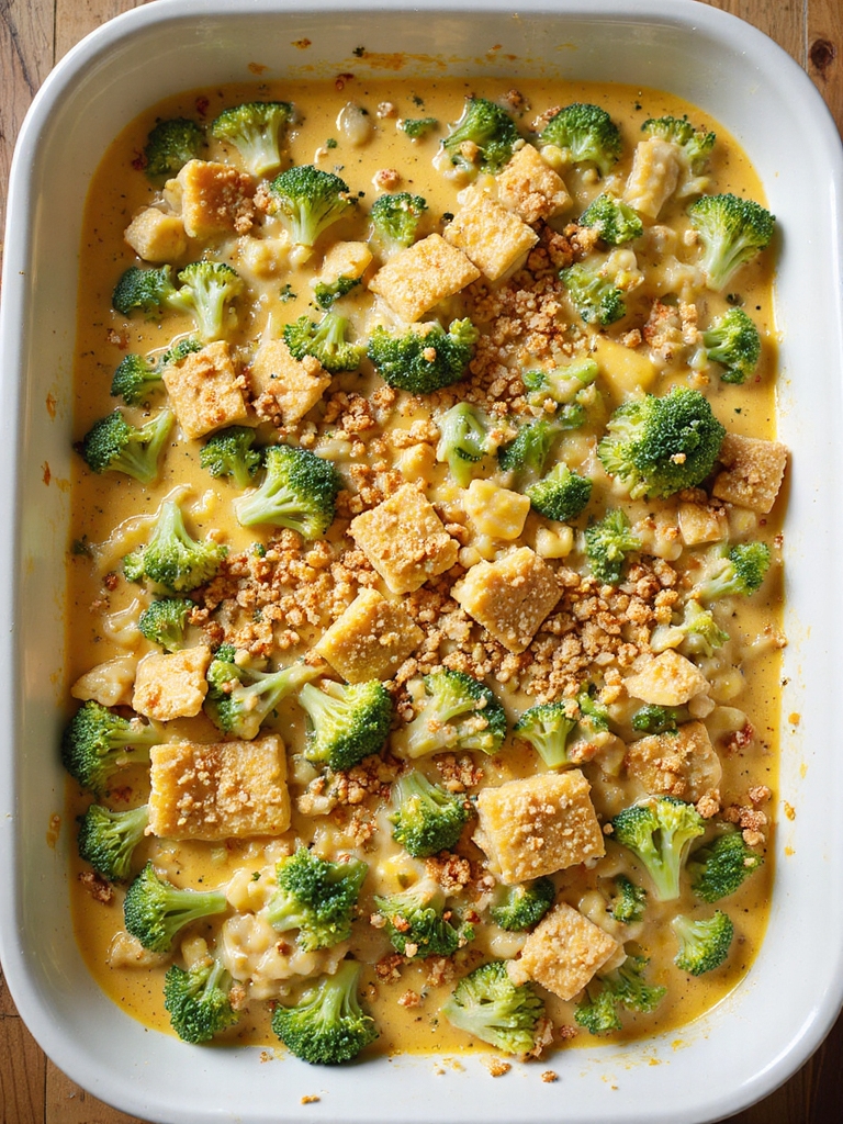 creamy broccoli with cracker topping