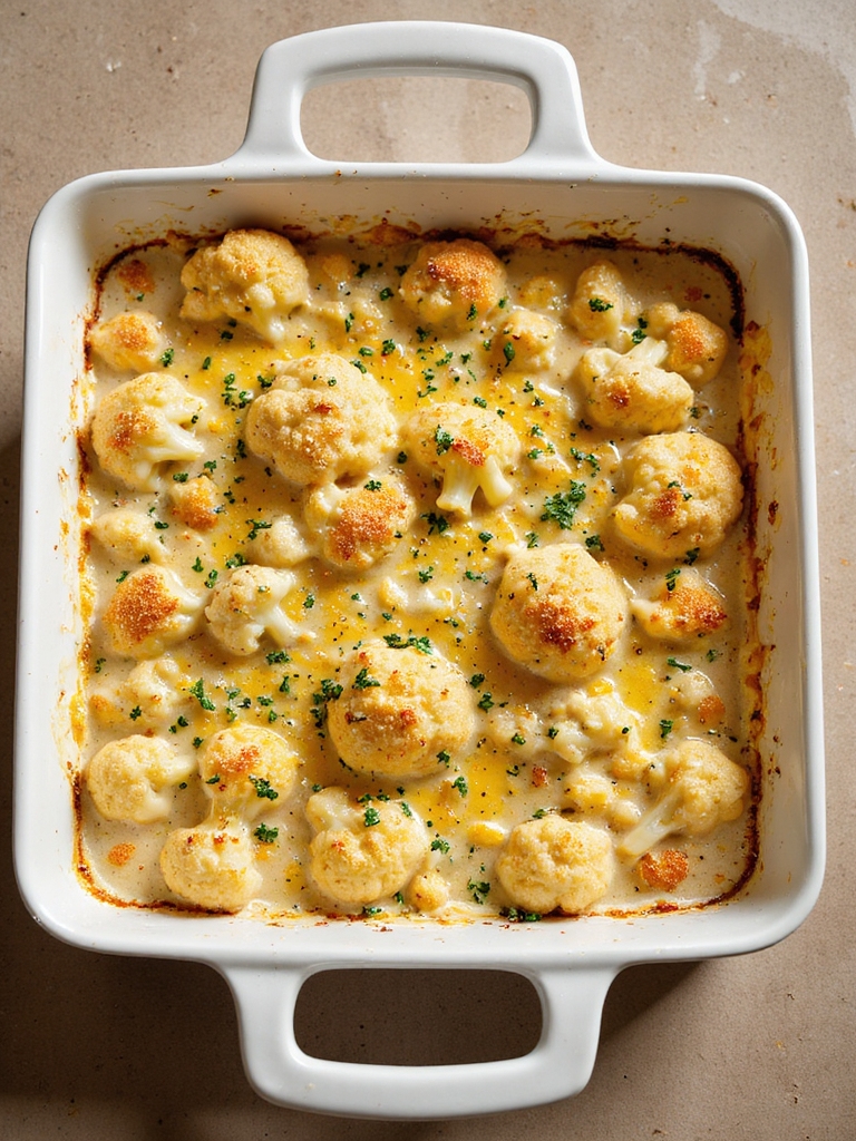 creamy cauliflower white bean au gratin