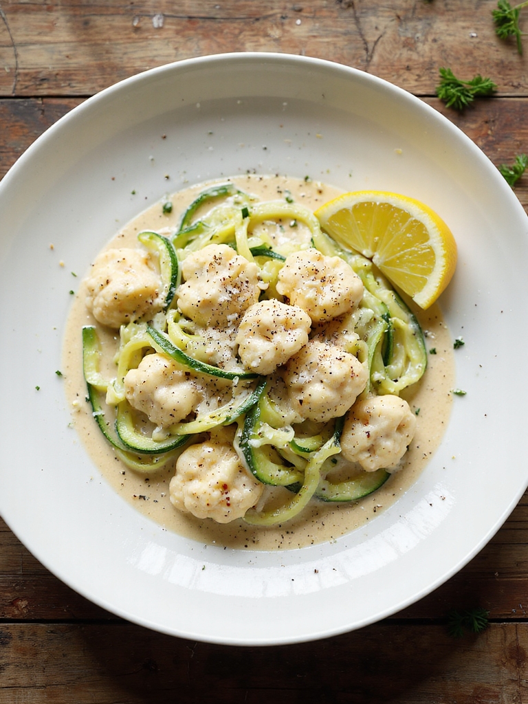 creamy cauliflower zucchini noodles