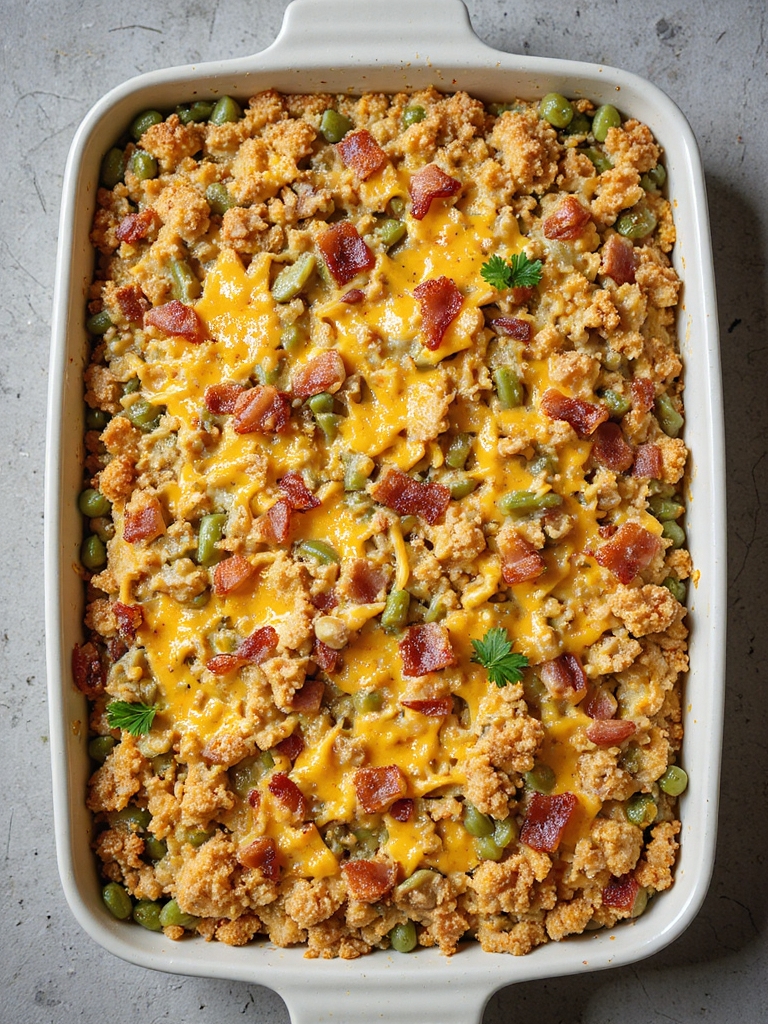 creamy cheesy bacon green beans