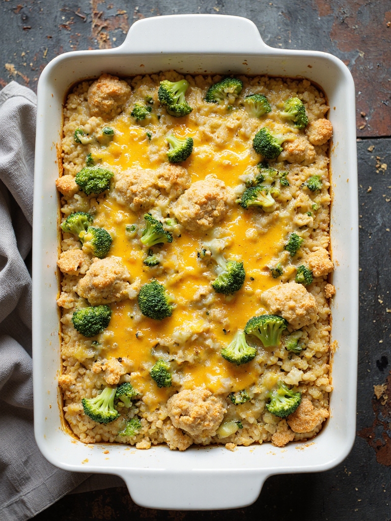 creamy cheesy broccoli rice casserole