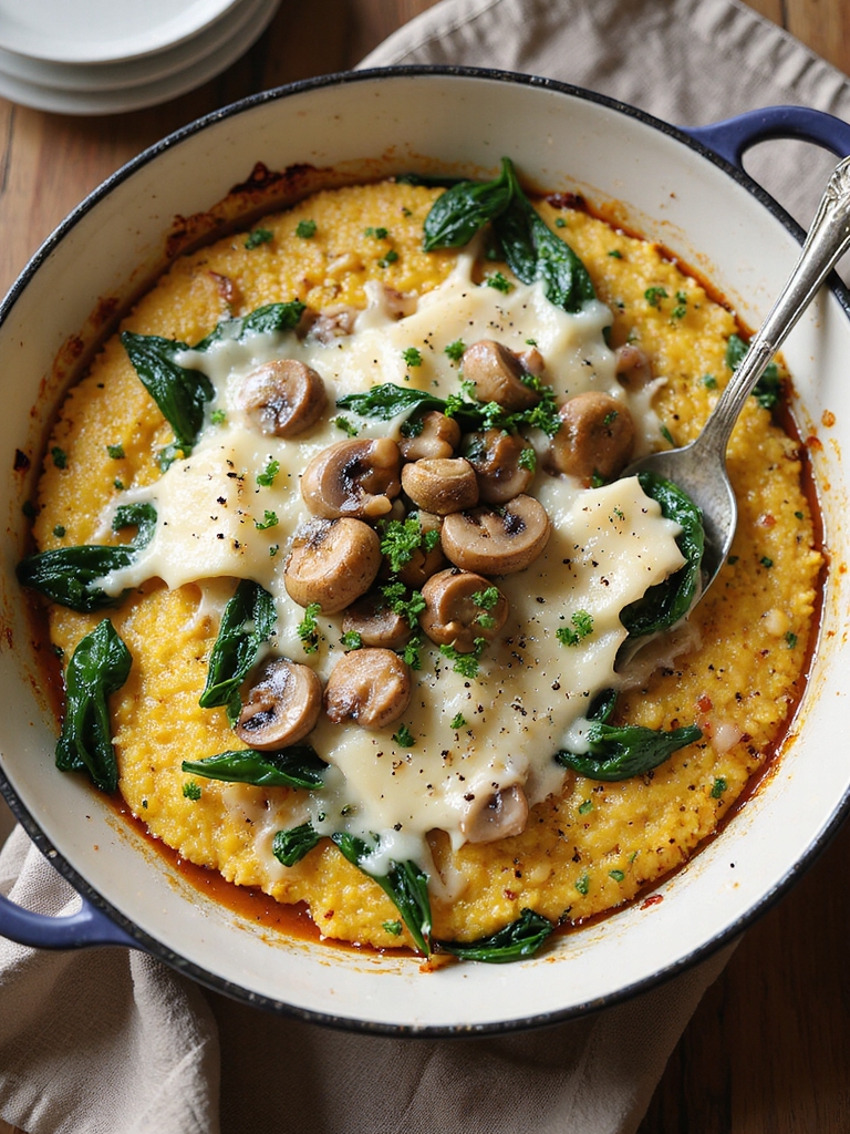 creamy cheesy mushroom spinach casserole