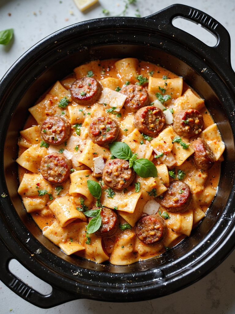 creamy cheesy slow cooker pasta