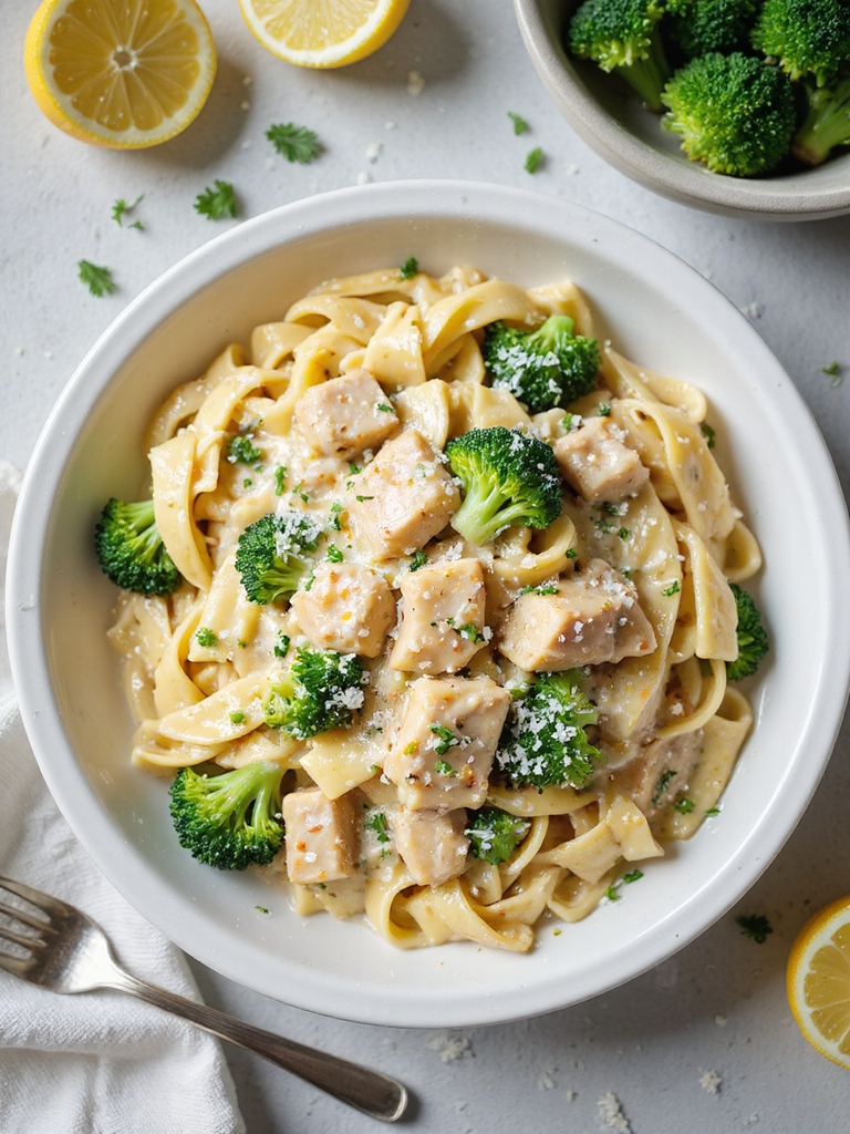 creamy chicken alfredo with broccoli