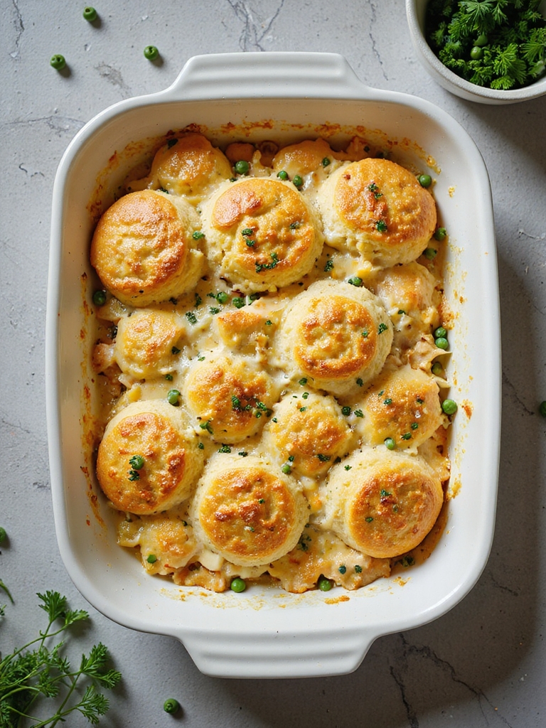 creamy chicken cobbler casserole