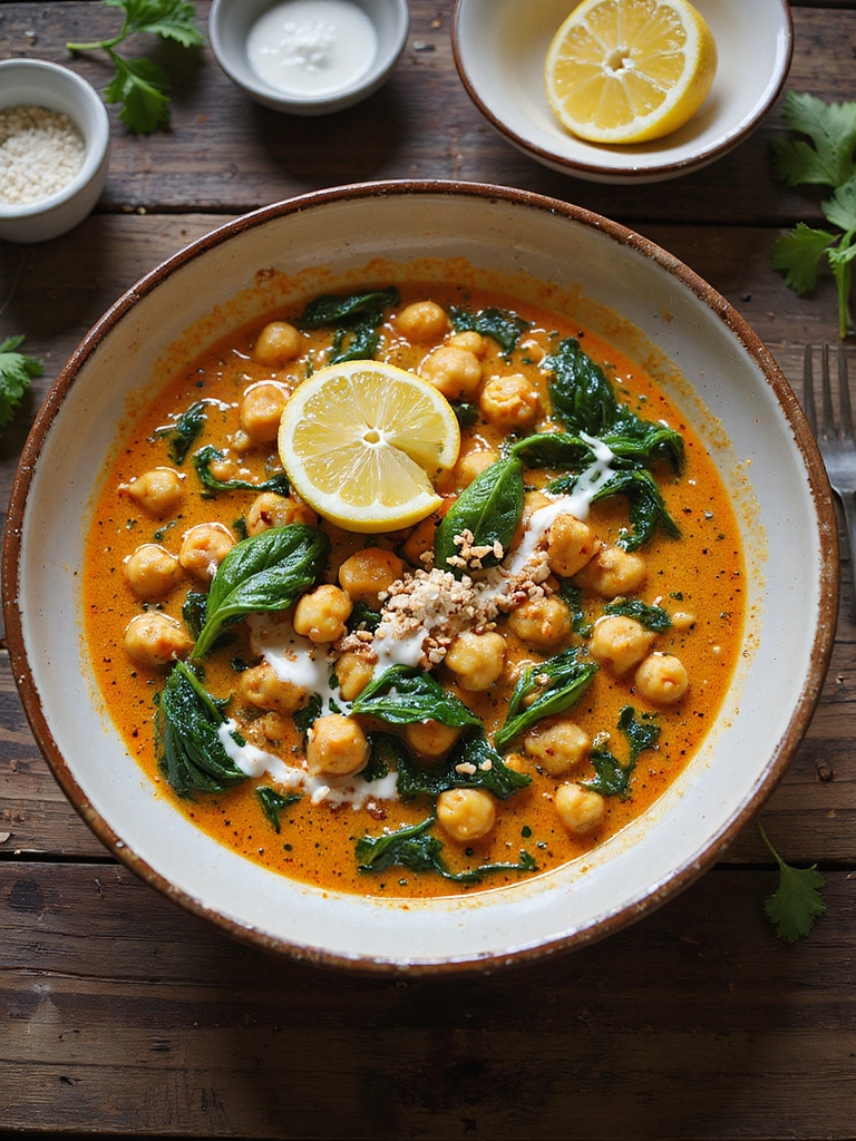 creamy chickpea spinach curry