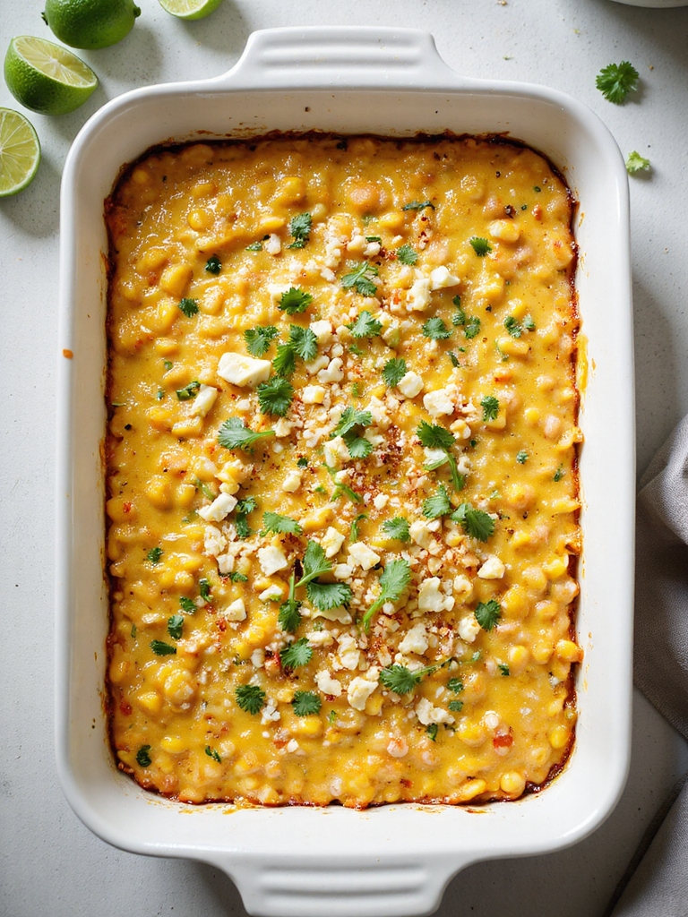 creamy cotija corn casserole