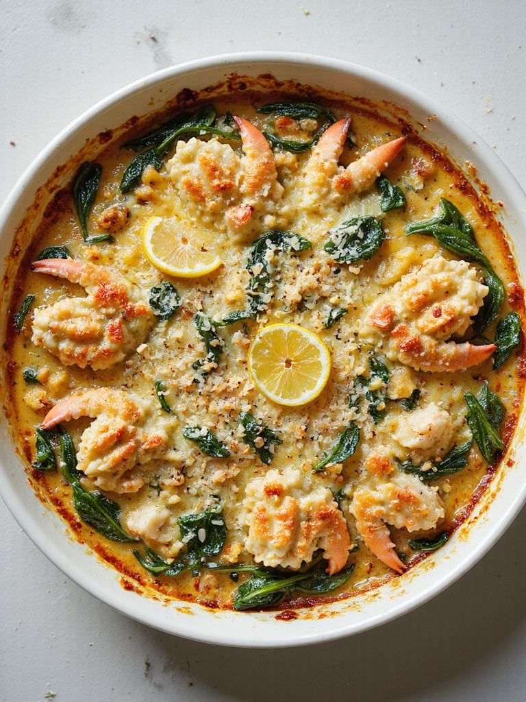 creamy crab spinach gratin
