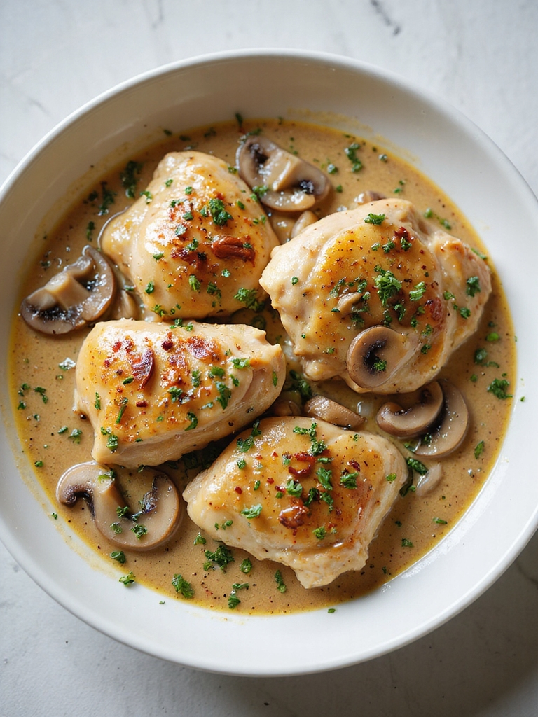 creamy dijon mushroom chicken thighs