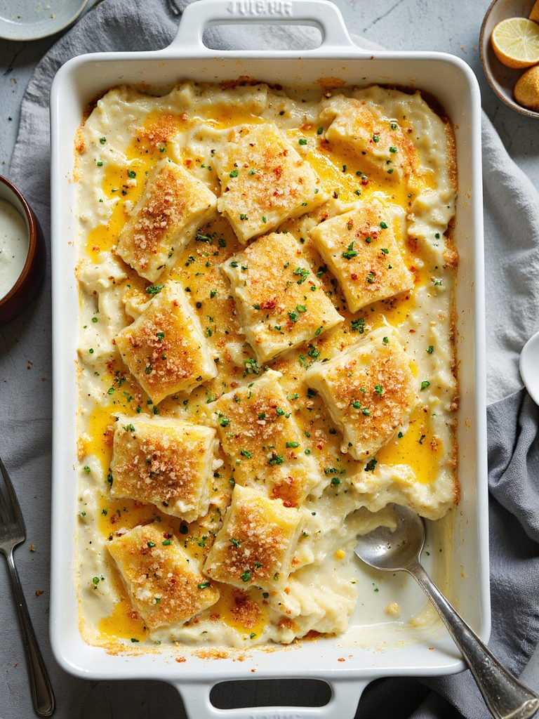 creamy garlic herb potato casserole