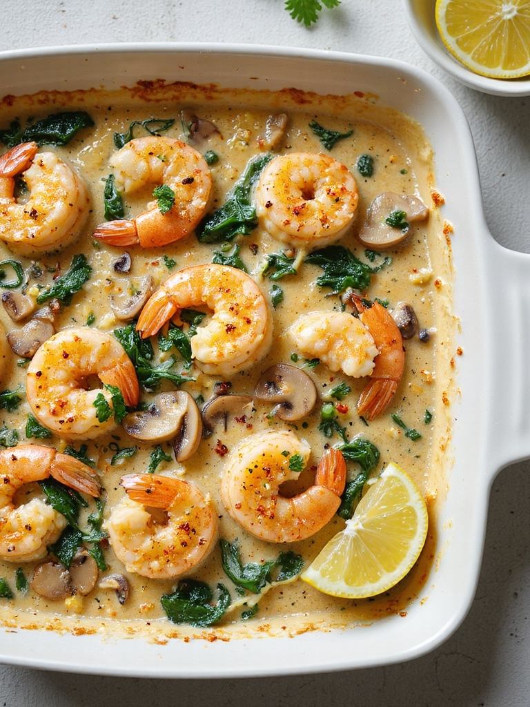 creamy garlic parmesan shrimp casserole