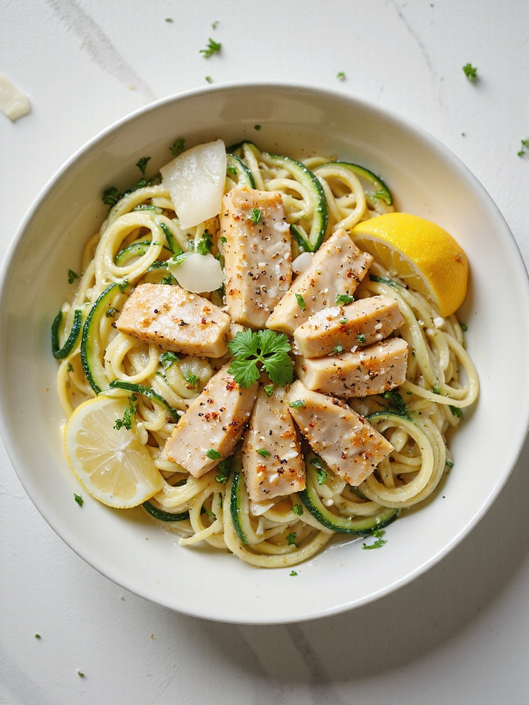 creamy garlic parmesan zucchini noodles