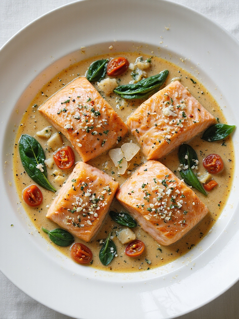 creamy garlicky keto salmon