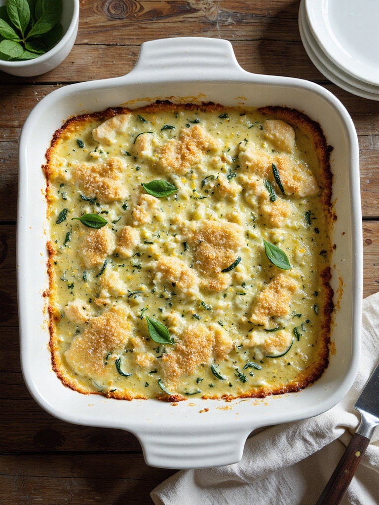 creamy lemon herb zucchini casserole
