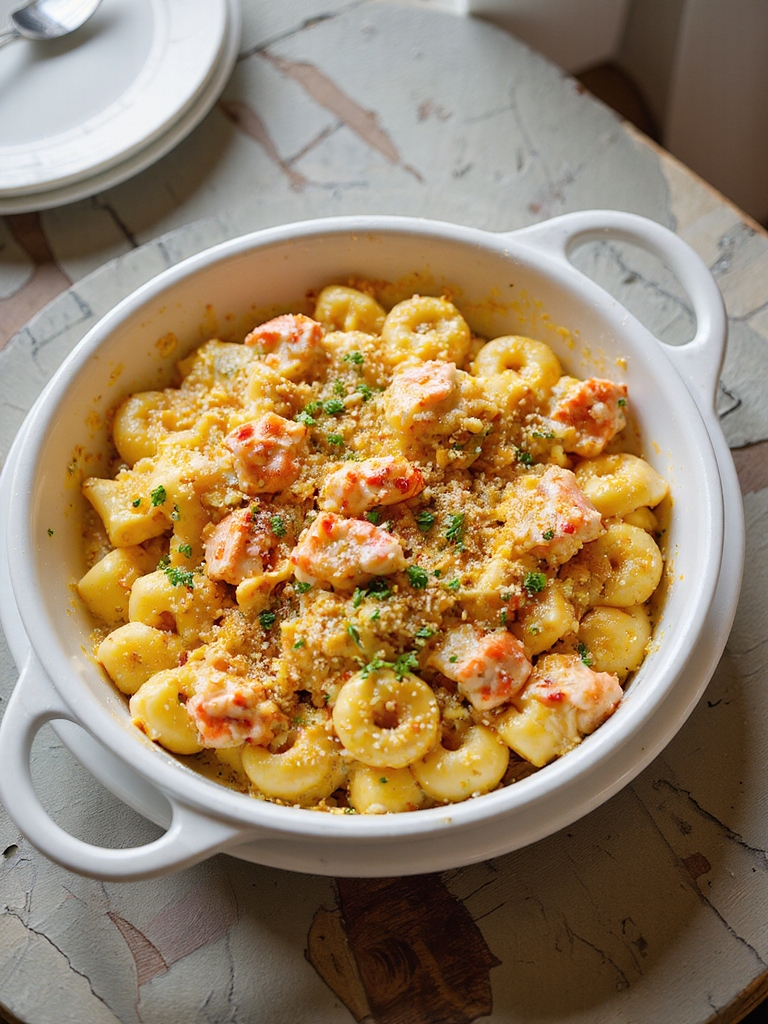 creamy lobster mac with breadcrumbs