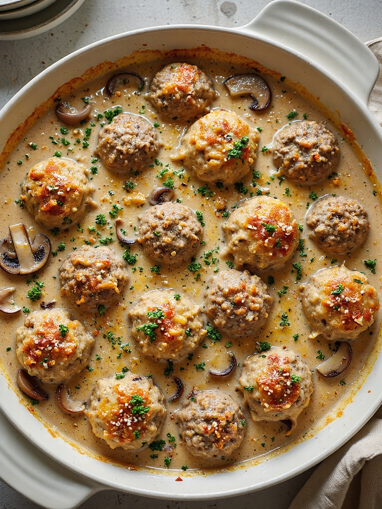 creamy marsala mushroom meatballs