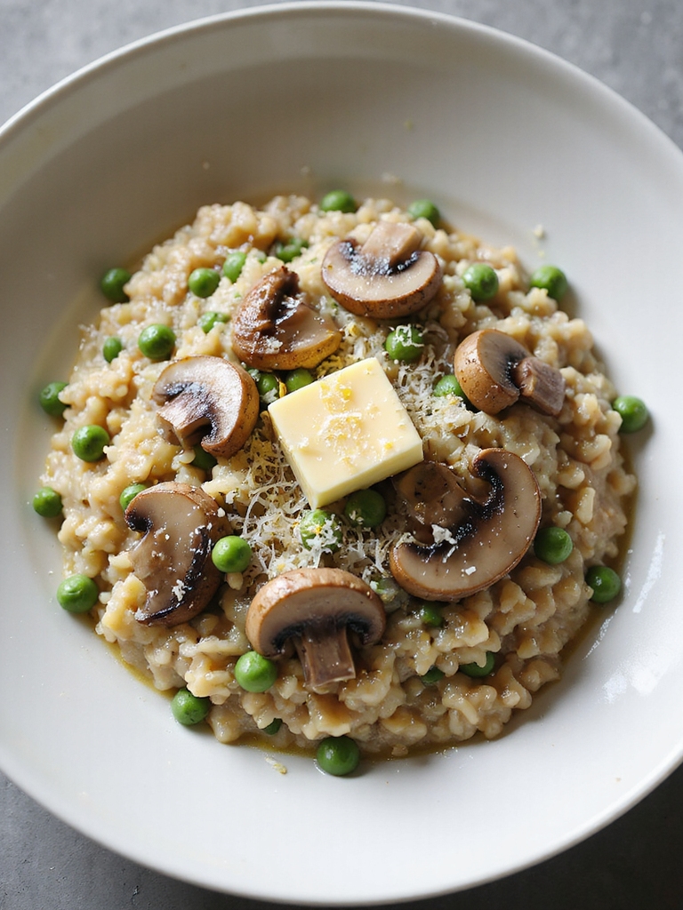 creamy mushroom pea risotto
