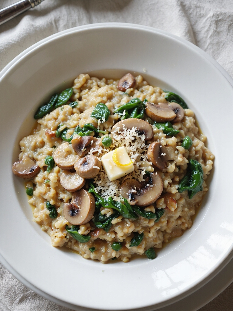 creamy mushroom spinach risotto