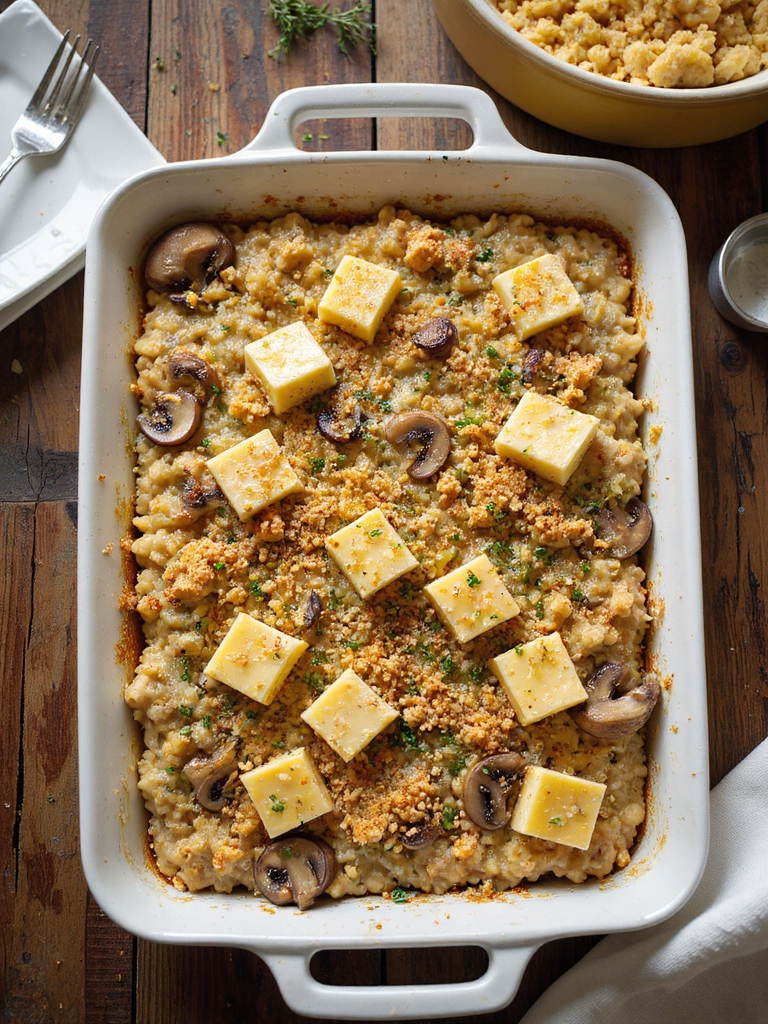 creamy mushroom swiss chicken casserole