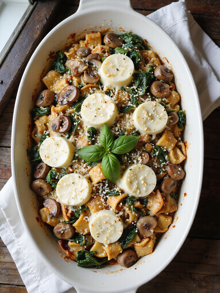 creamy pork mushroom pasta bake