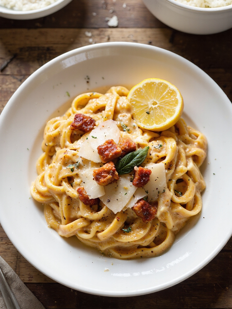 creamy pumpkin alfredo with pancetta