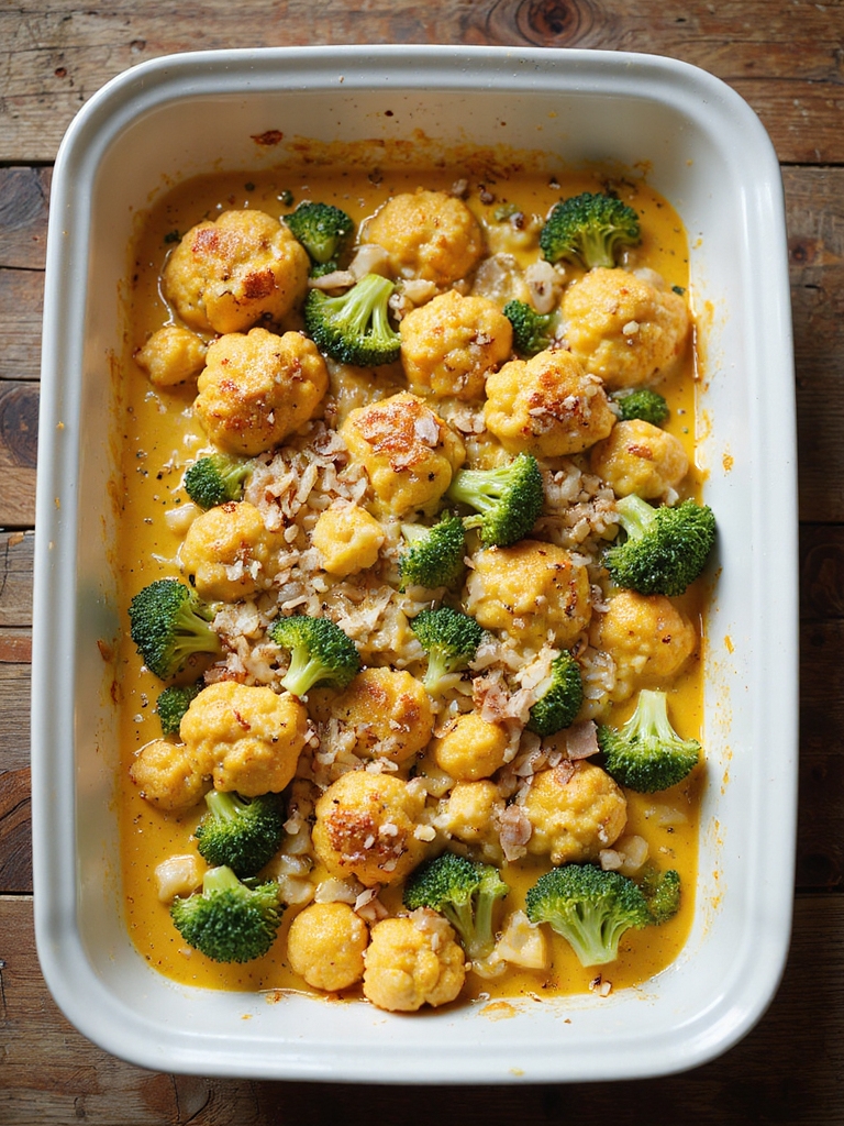 creamy roasted cauliflower broccoli